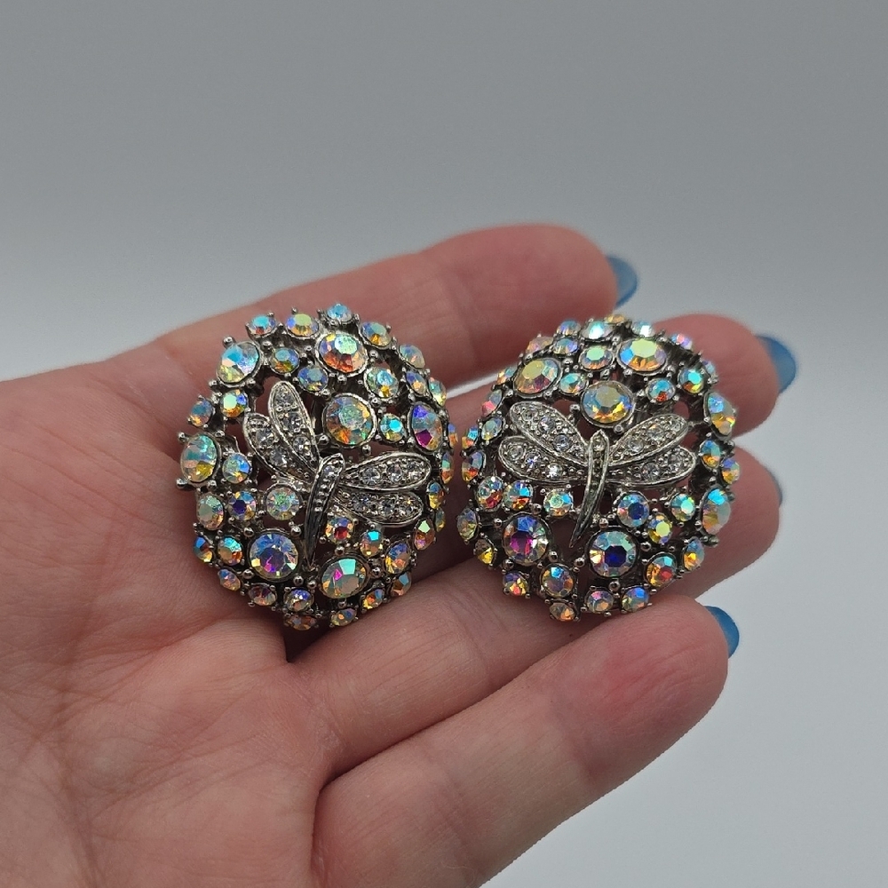 Suzanne Somers Design Aurora Crystal Dragonfly Clip-On Earrings - Picture 9 of 10